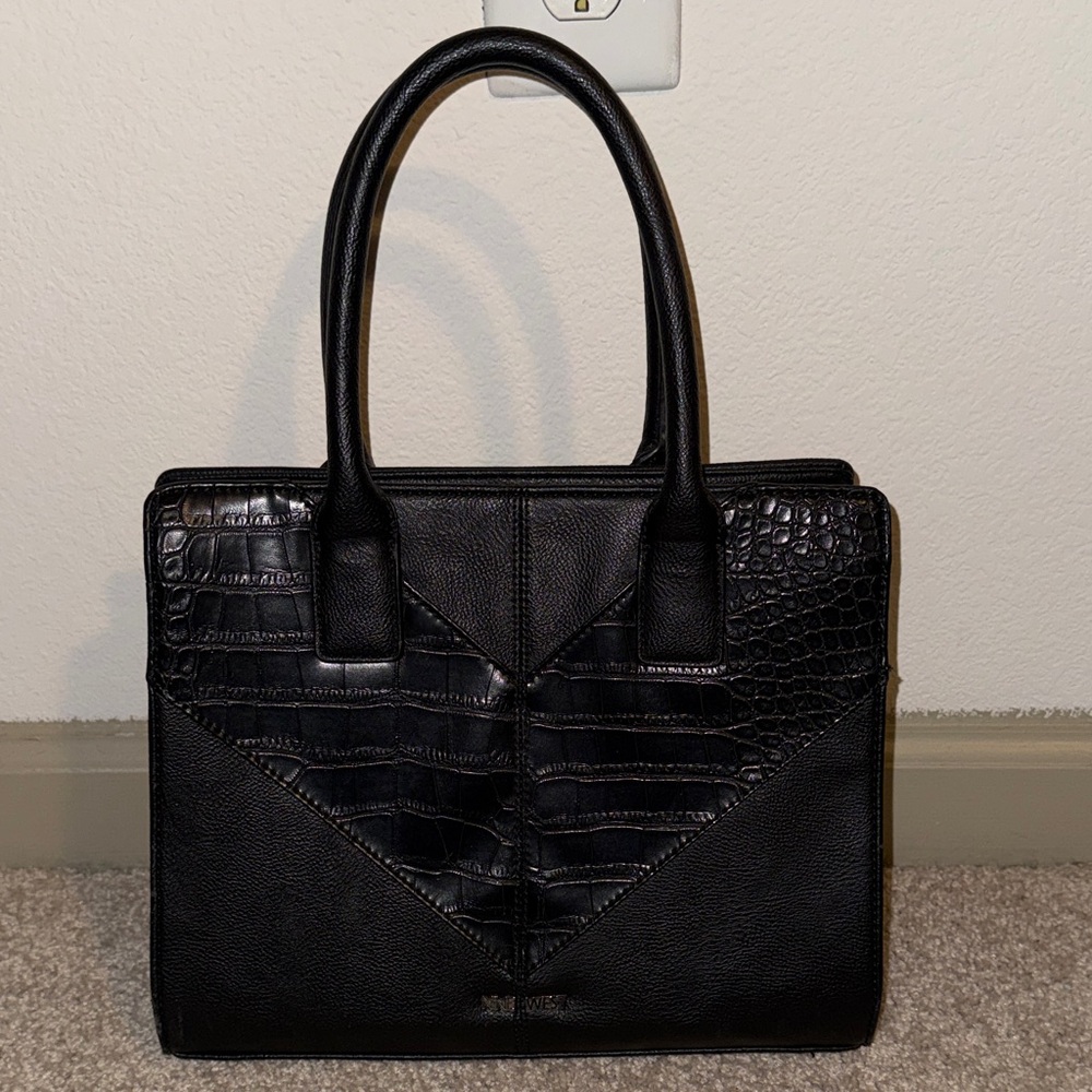 Nine West Black Crocodile-Embossed Women's Bag